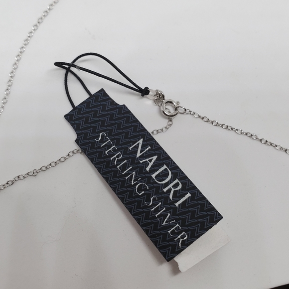 Nadri Sterling Silver Tiny r Pendant Necklace - Picture 3 of 8